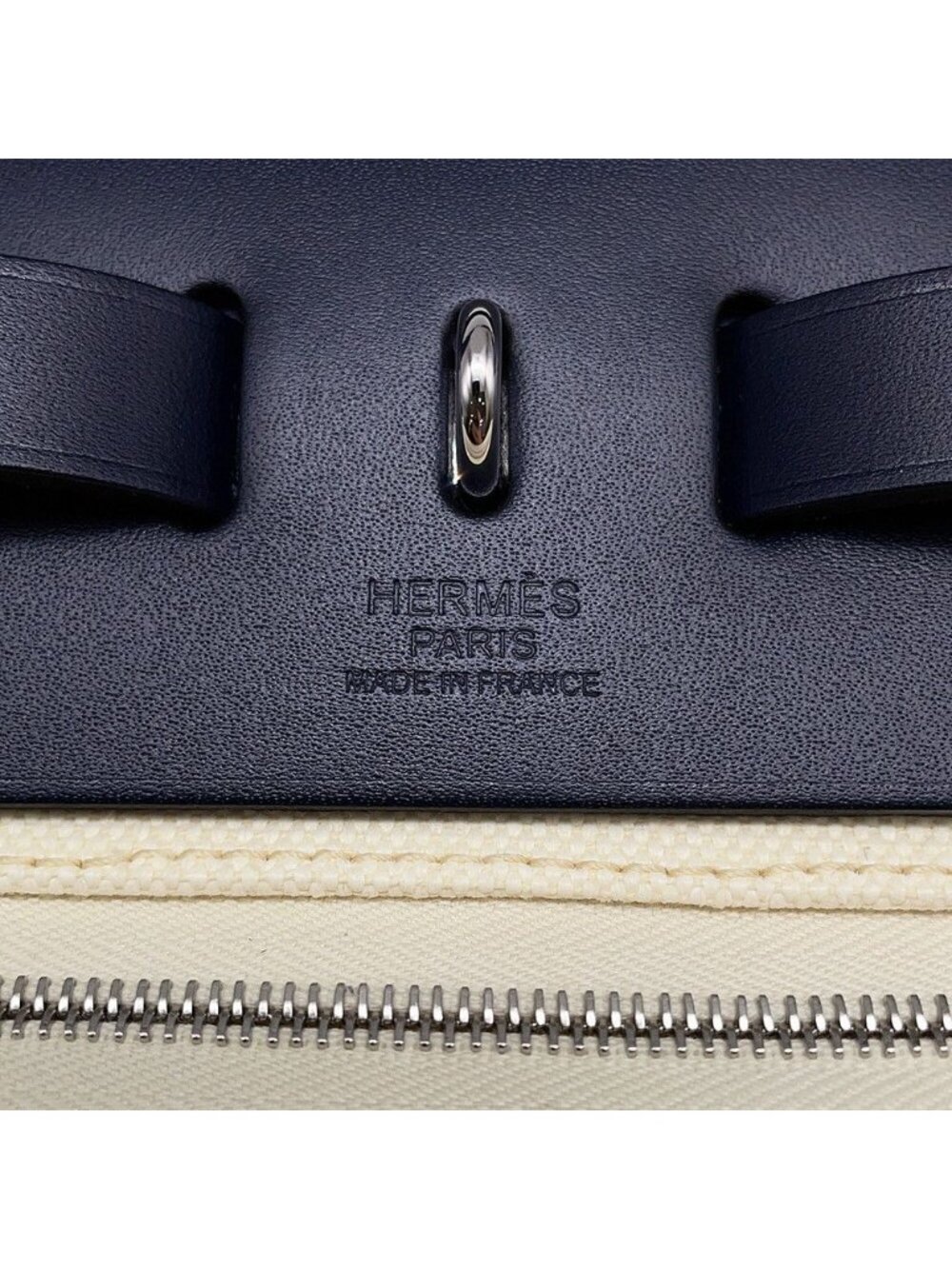Hermes Herbag Zip PM White Blue Safir Silver Toilet Military Vache Hunter - Picture 8 of 9